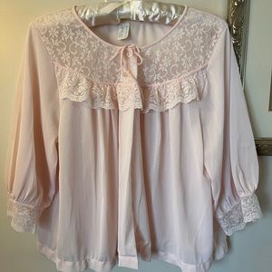Vintage Pink lace is by Val Mode bed jacket